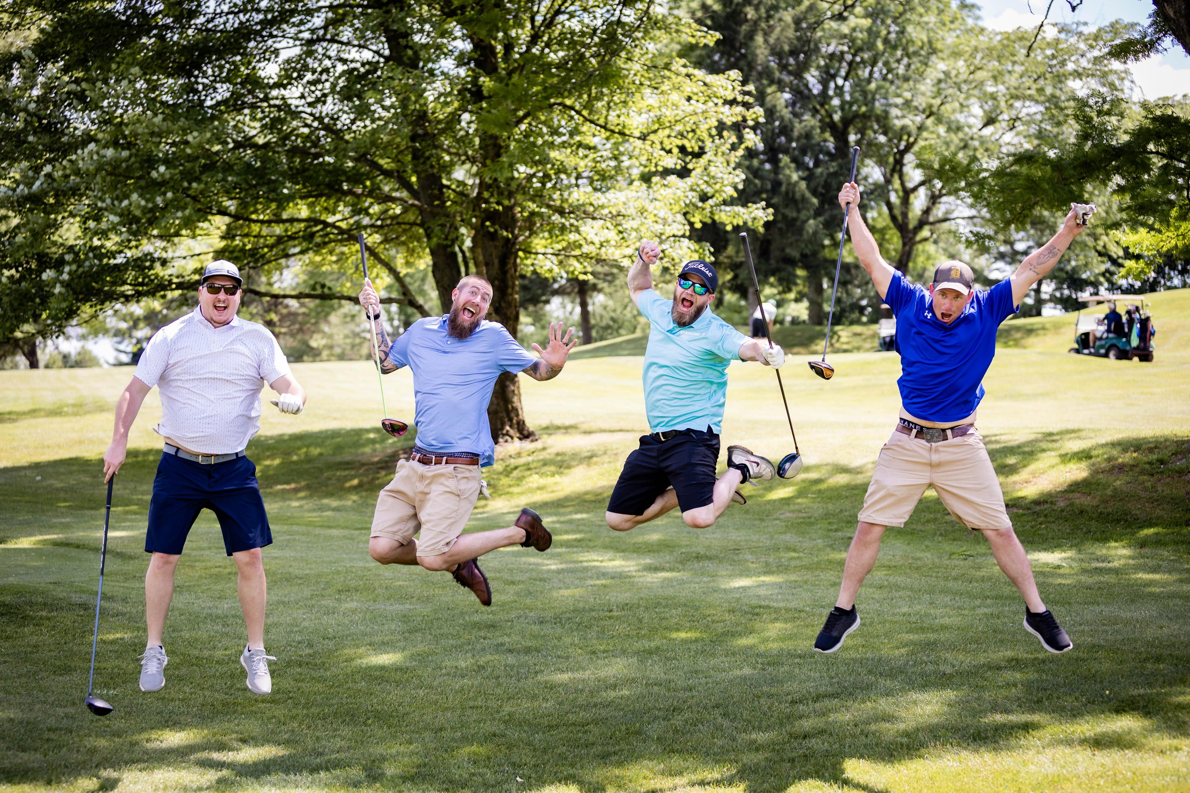 golf team jumping golf team jumping